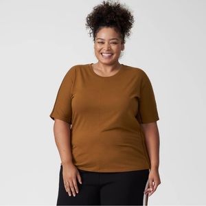 Universal Standard M(18/20) Brown Venencia Short Sleeve Contrast Stitch Tshirt